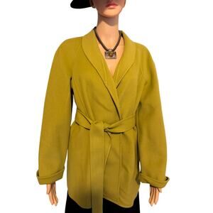 Linda Allard Ellen Tracy Wool Wrap Jacket in Apple Green, Women's Size 6